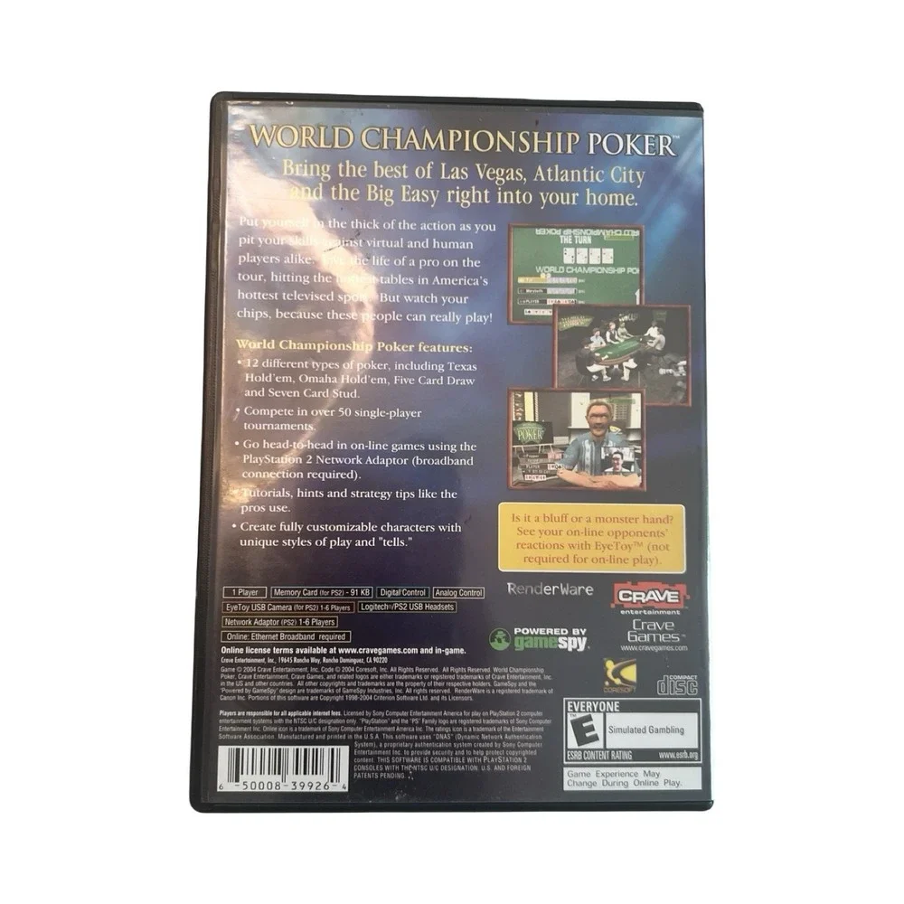 World Championship Poker (Sony PlayStation 2, 2004) PS2‎ CIB Complete